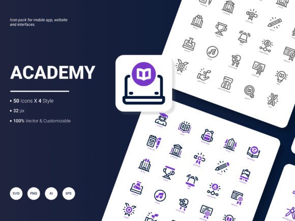 Academy Icon Pack: Graphics and Icons for Branding