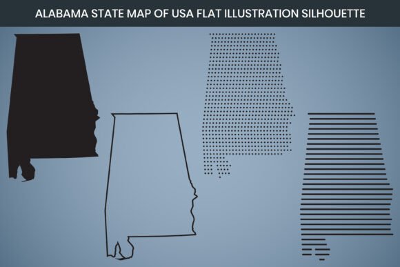 Alabama State Hand Drawn Outline Map USA Graphics