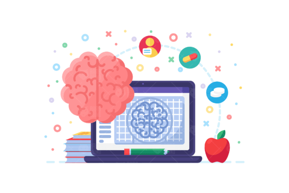 Brain Research Flat Illustration Graphics