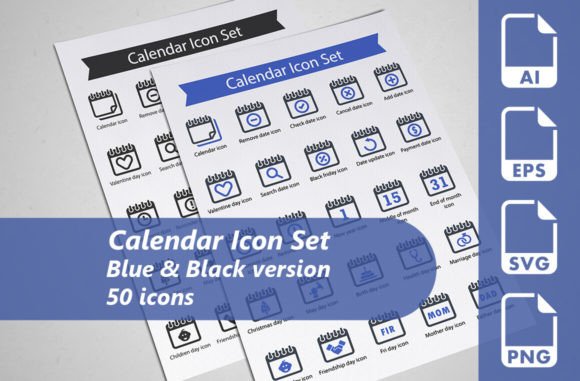 Calendar Icon Set: Graphics and Icons for Digital Sellers