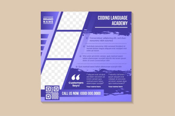 Coding Language Square Banner Graphics