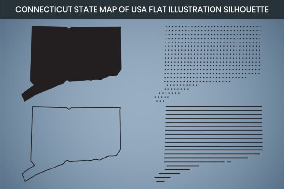 Connecticut State Hand Drawn Outline Map Graphics
