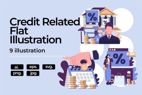Credit Related Flat Illustration