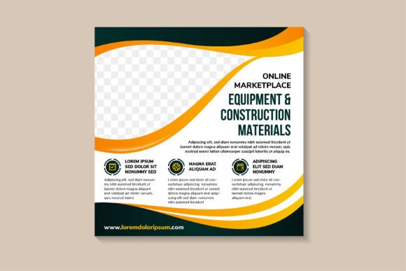Equipment Construction Square Banner Graphics