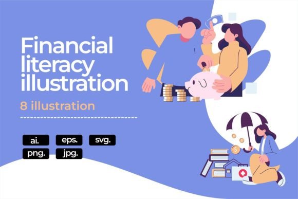 Financial Literacy Flat Illustration Graphics