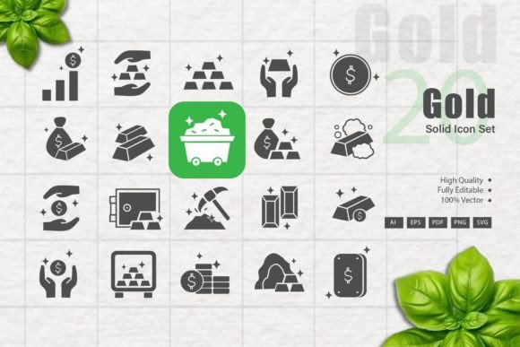 Gold Solid Icons for Graphic Design