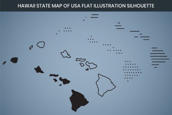 Hawaii State Hand Drawn Map Graphics Freebies