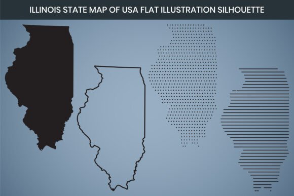 Illinois State Hand Drawn Outline Map US: Graphics and Freebies