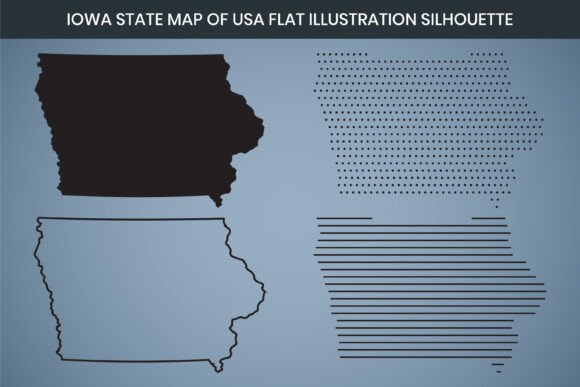 Iowa State Hand Drawn Outline Map of USA Graphics