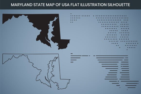 Maryland State Hand Drawn Outline Map US