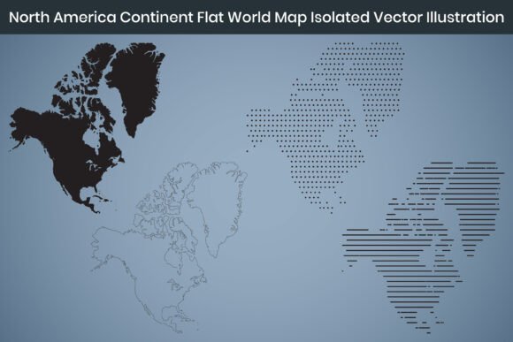 North America Continent Flat World Map Graphics Freebies
