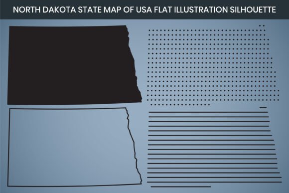 North Dakota State Hand Drawn Map USA Graphics
