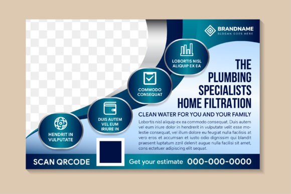 Plumbing Specialists Horizontal Banner Graphics and Print Templates