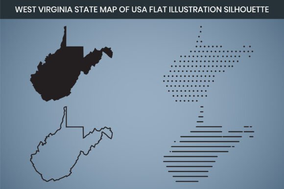 West Virginia State Hand Drawn Map USA Graphics