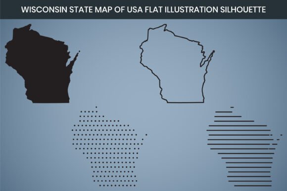 Wisconsin State Hand Drawn Outline Map Graphics